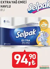 SELPAK EXTRA YAĞ EMİCİ KAĞIT HAVLU 8'Lİ